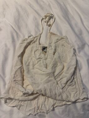 Abercrombie & Fitch Cream Halter Tie Top